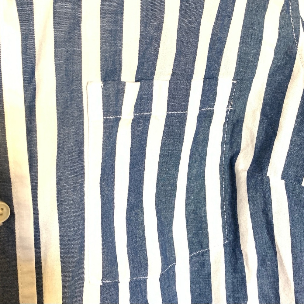 GAP Navy White Striped Button-Up Shirt 100% Cotton Long Sleeve Women’s Medium - Picture 3 of 9